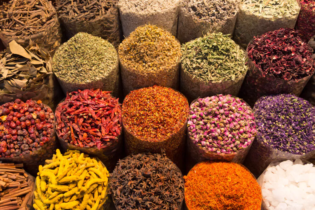 Spices,And,Herbs,Being,Sold,On,Street,Stal,At,Morocco